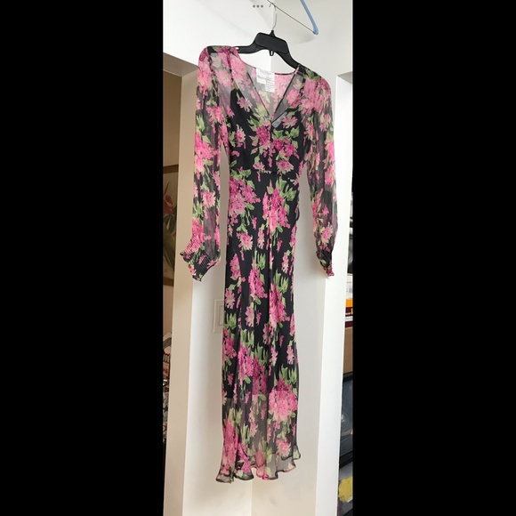 MaxMara Italy Stunning Floral Dress w/ Custom Slip Sz. 2 - Picture 3 of 9